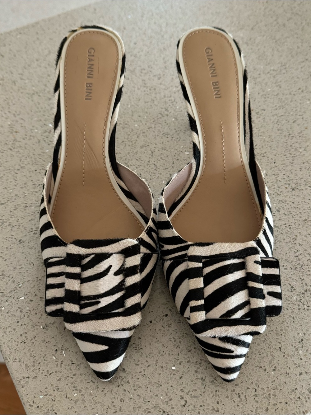 Gianni Bini Calf Hair Zebra Print Mule Herls